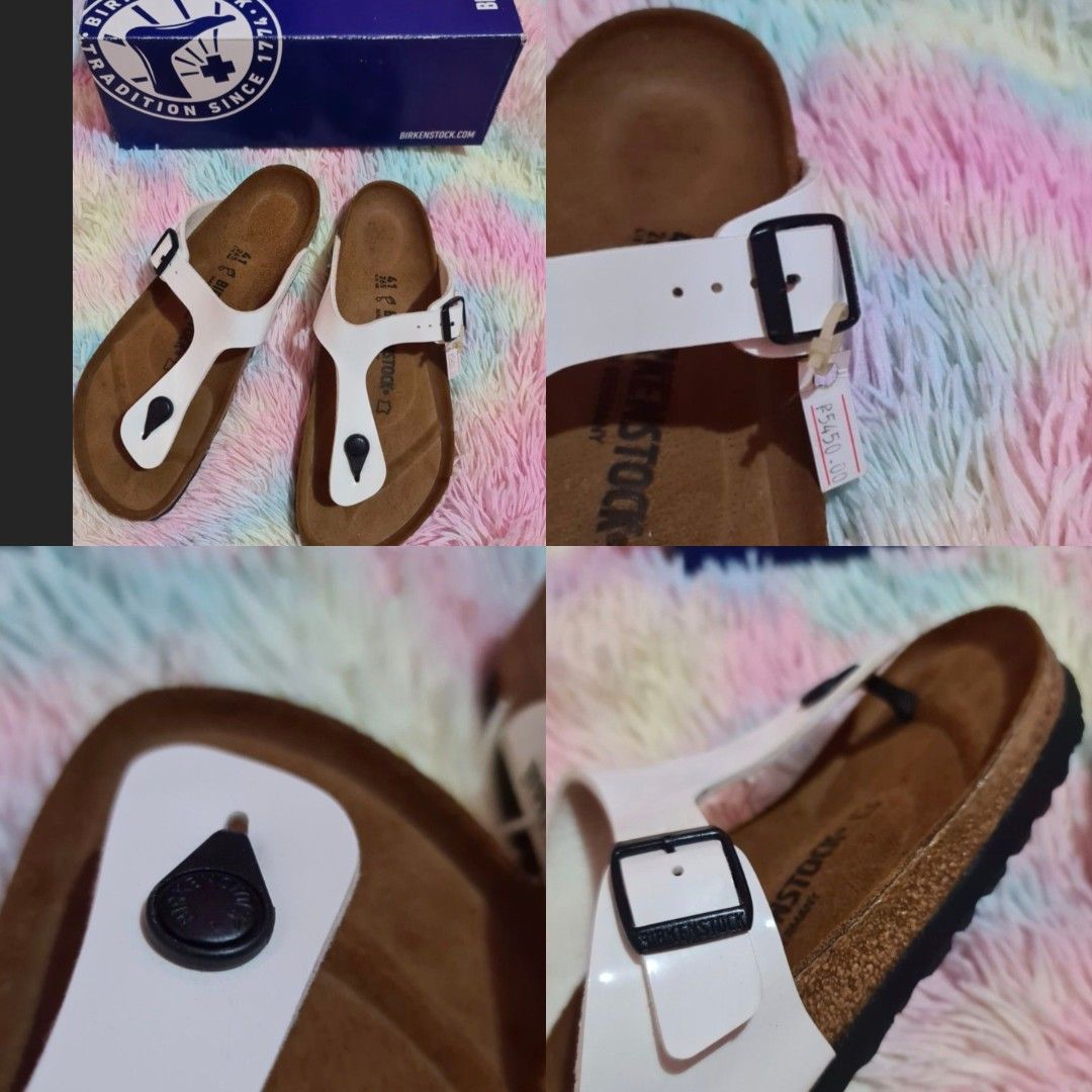 Birkenstock Gizeh white (Category: Slippers & Slides) located in Las Pinas. Submitted by assortedkidzstuffs (Listing ID 1466434387, Image 1). Description: mura na po ng posted price. this is authentic po, P5,450 to 6k+++ this one pls see last photo for size details.