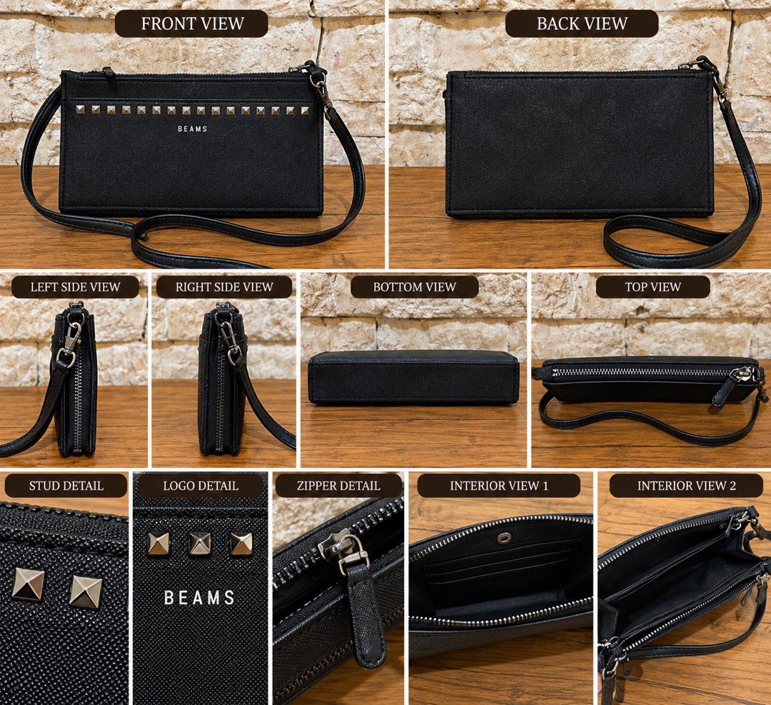 black BEAMS studded multi-case sling bag L4x8 (Category: Cross-body Bags) located in San Fernando. Submitted by dntjapansurpluselyu (Listing ID 1466487032, Image 1). Description: .