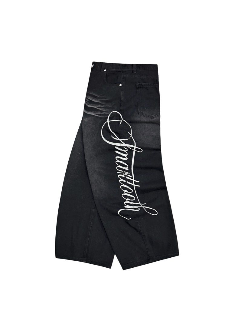 BLACK WASHED BARREL ‘CURSIVE DESIGN’ JEANS (Category: Jeans) located in Subic. Submitted by kidfrom00s (Listing ID 1466391858, Image 3). Description: BLACK WASHED BARREL ‘CURSIVE DESIGN’ JEANS 30” TO 34” WAIST 14.5” THIGH 41” LENGTH 11.5” OPEN LEG NO ISSUE! MUST HAVE!.