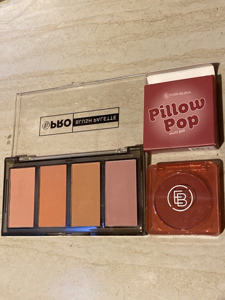 Blush bundle (Category: Makeup) located in Paranaque City. Submitted by veibi3 (Listing ID 1466355450, Image 1). Description: Eb Pro blush palette and Eb Pillow pop in dreamy punch swatched both.