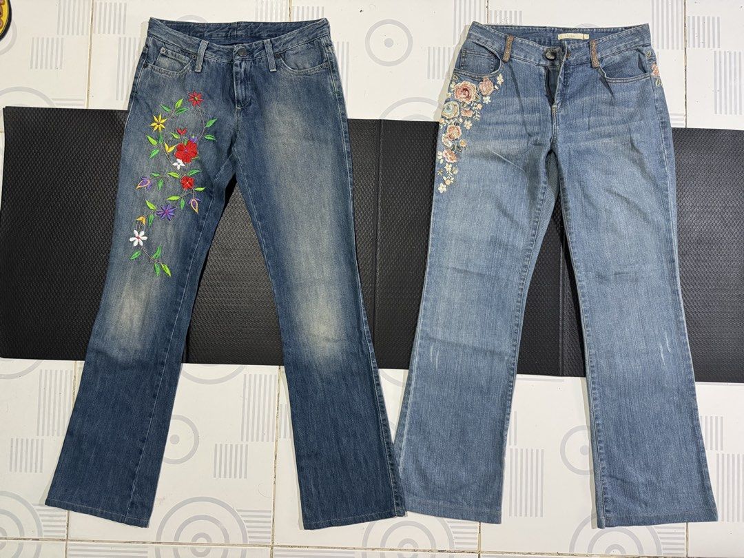 Boot cut Jeans w/ Embroidery (Category: Jeans) located in Cebu City. Submitted by etnaner (Listing ID 1466414749, Image 1). Description: Boot cut Jeans w/ embroidery designs Brand : United Colors of Benetton & Chabers Princess Sizes: fits 28 ( see actual dimes) Good condition Price ₱ 500 ( each ) Add shipping fees .