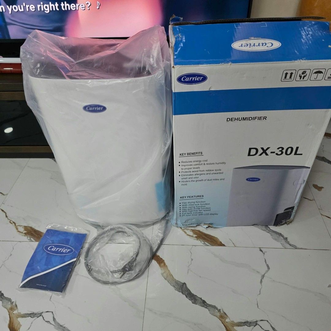 BRAND NEW CARIER DEHUMIDIFIER (Category: Air Purifiers & Dehumidifiers) located in Bulacan. Submitted by iamvanillapeach (Listing ID 1466437763, Image 3). Description: Brandnew Carrier 30L Dehumidifier(DX-30L) 📍Pulilan, Bulacan loc.