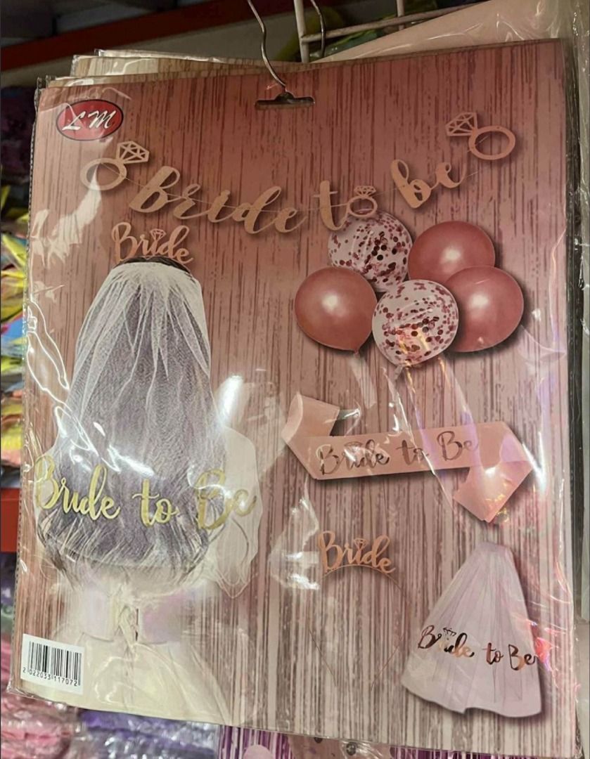 Bridal shower sash banner and caketopper (Category: Food, Event & Party Services) located in Cavite. Submitted by kayeannne (Listing ID 1466364897, Image 3). Description: FS: Bridal shower accessories all-in (1) Bride to be banner set (rose gold) (1) Sash "pink " (1) Cake Topper "bride to be" (1) Bride headband (1) Bride small veil Balloons as seen on photo RFS: Never used as we had another set.