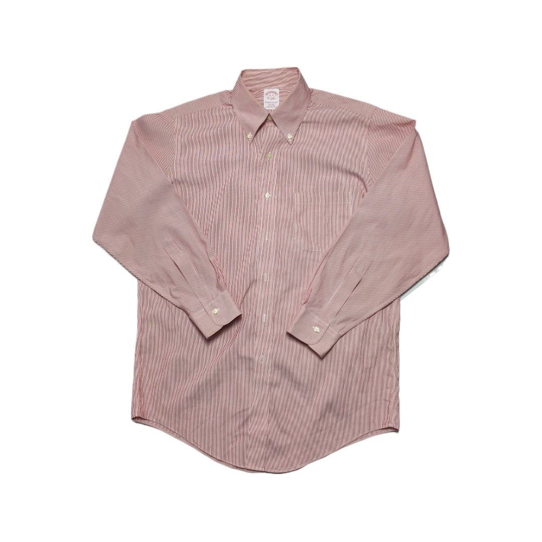 Brooks Brothers Red Stripe Button Down Shirt Size 15-32 (Category: Formal Shirts) located in Meycauayan. Submitted by thrifting_gorilla (Listing ID 1466461826, Image 1). Description: - Brand: Brooks Brothers - Style: Red and white striped button-down shirt - Size: 15-32 - 23 x 31 - Fit: Traditional fit - Material: 100% non-iron cotton - Features: Long sleeves with button cuffs, front chest pocket, button-down collar - Condition: Clean, excellent,