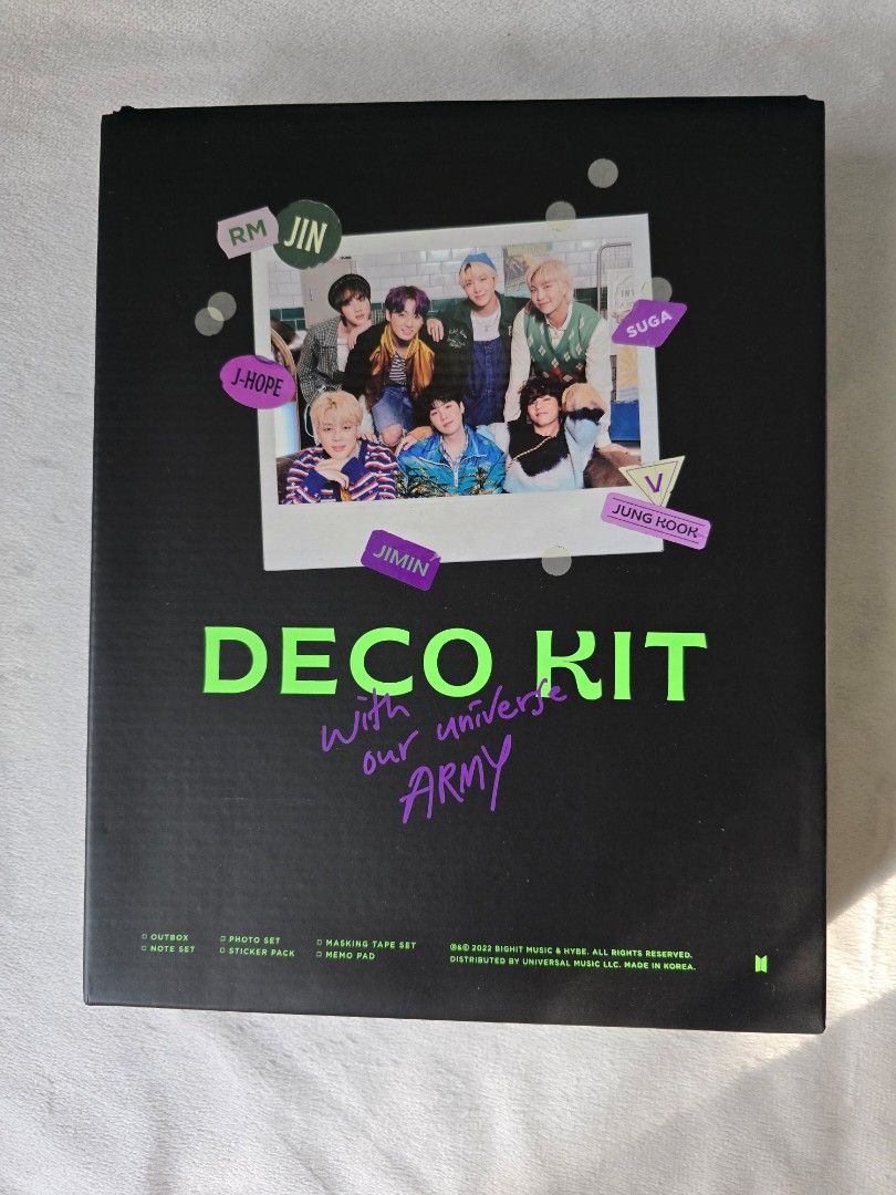 BTS Deco Kit Official Merch Set jungkook RPC (Category: K-Wave Merchandise) located in Davao. Submitted by aikaerika (Listing ID 1466523639, Image 1). Description: - Official BTS Deco Kit box set JUNGKOOK RANDOM PHOTOCARD UBE KOO (MUST HAVE) - 100% complete inclusions - Includes notebook with lock, deco book, and sticker sheets - Comes with masking tape, memo pad, photo cards, and polaroid - Perfect addition for your ARMY collection - All items n