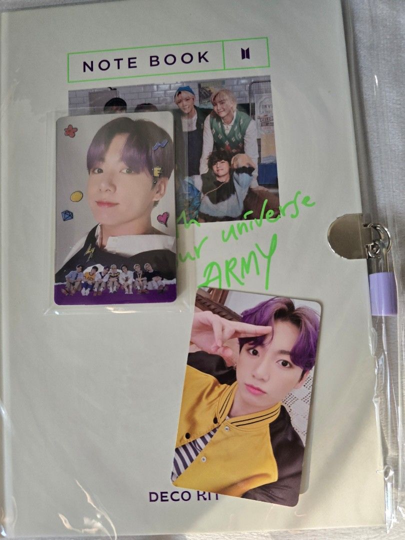 BTS Deco Kit Official Merch Set jungkook RPC (Category: K-Wave Merchandise) located in Davao. Submitted by aikaerika (Listing ID 1466523639, Image 3). Description: - Official BTS Deco Kit box set JUNGKOOK RANDOM PHOTOCARD UBE KOO (MUST HAVE) - 100% complete inclusions - Includes notebook with lock, deco book, and sticker sheets - Comes with masking tape, memo pad, photo cards, and polaroid - Perfect addition for your ARMY collection - All items n