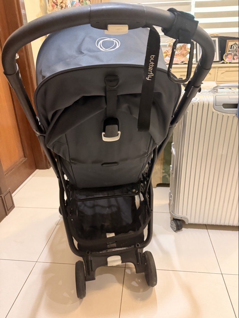 BUGABOO Butterfly Stroller (Category: Strollers) located in Quezon City. Submitted by karizau (Listing ID 1466352846, Image 3). Description: Bugaboo Butterfly compact stroller RFS: Outgrown Smooth wheels, underseat storage basket included. Extendable sun canopy with mesh ventilation panel. 5-point harness system with secure buckle. Adjustable leg rest and multi-position recline. Folds down quickly for travel or everyday storage. Clean fabric and 