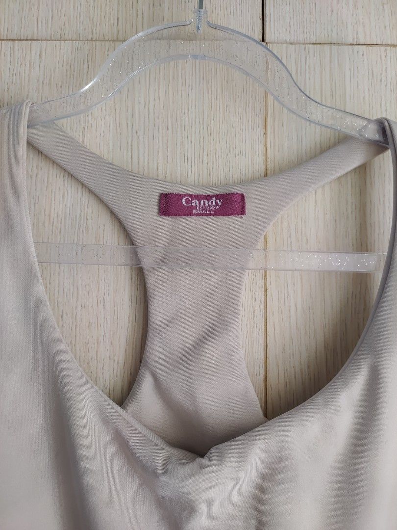 Candy Kara Racerback Bodysuit (Category: Bikinis & Swimsuits) located in Bacoor. Submitted by lieze (Listing ID 1466434406, Image 2). Description: used once only from candy brand on tiktok 399 orig price color oat.