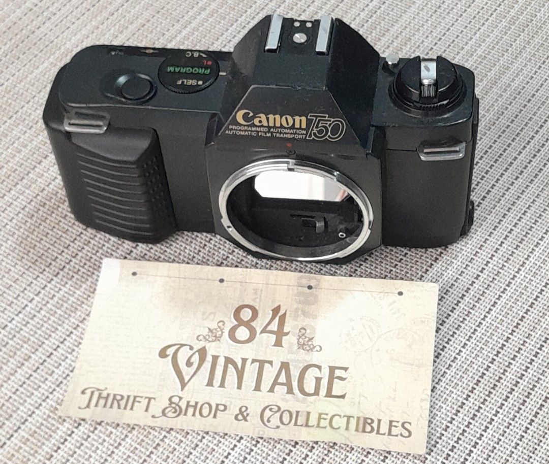 Canon T50 (Category: Vintage Collectibles) located in Las Pinas. Submitted by 84vintage (Listing ID 1466428026, Image 2). Description: Actual photos posted. Please examine them carefully as they are part of the description. --📌 MUST READ Before Dealing with us 📌-- ⚠️Price is posted. No lowballs please. ⚠️Vintage items are only sold As Is Where Is. If you want new items without any flaws, you can buy at the mall. Please manage your expectations.