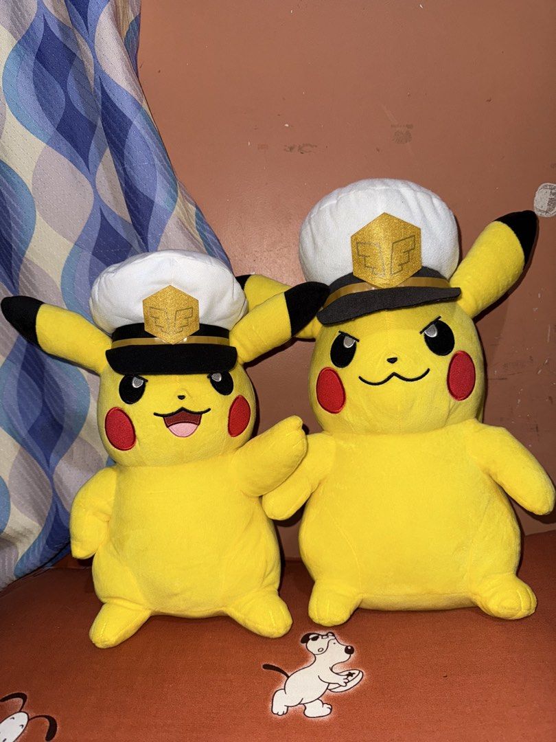 Captain Pikachu Plush Toy Pokémon Bundle (Category: Plushies & Soft Toys) located in Ozamiz City. Submitted by clickerx (Listing ID 1466461025, Image 1). Description: - Set of 2 cute Pikachu plush toys - Features adorable white and black captain hats with gold emblems Ichiban Kuji + BP .