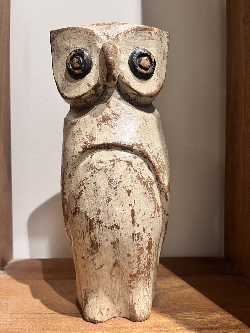 Carved Wooden Owl (Category: Other Home Decor) located in Taguig. Submitted by frank63studio (Listing ID 1466460693, Image 1). Description: Carved Wooden Owl hand carved old mango wood rustic / distressed finish 9.5" height.