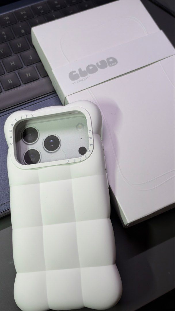 CASETiFY Cloud Case (Cotton White) for iPhone 17/18 Pro (not Max) (Category: Cases & Sleeves) located in Paranaque City. Submitted by alyssers (Listing ID 1466406934, Image 1). Description: CASETiFY Cloud Case (Cotton White) for iPhone 17/18 Pro (not Max) • fit only once • comes in original box with QR • RFS: downsizing .