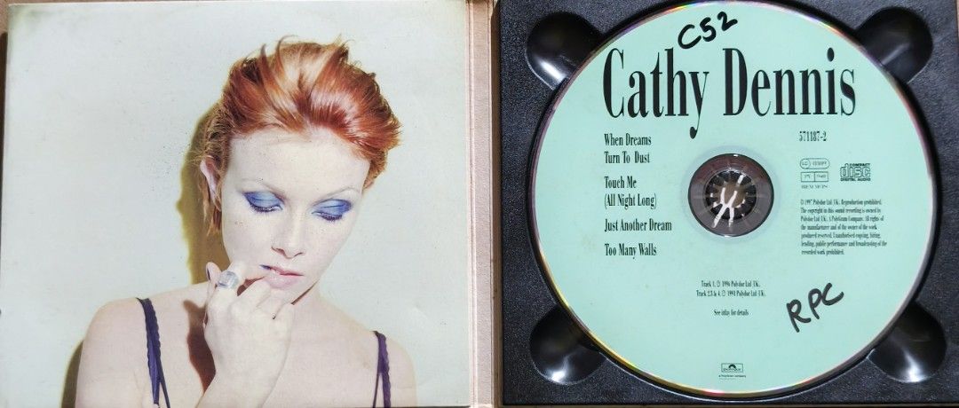 Cathy Dennis When Dreams Turn To Dust CD (Category: CDs & DVDs) located in Manila. Submitted by ruelcabrer77078 (Listing ID 1466433458, Image 3). Description: - Artist & Title: Cathy Dennis - When Dreams Turn To Dust CD/EP - Label & Release: Polydor (1991/1997) - Bonus Tracks: Touch Me (All Night Long), Just Another Dream, Too Many Walls - Packaging: Jewel case with original disc and artwork inserts - Condition Note: Handwriting markings present 