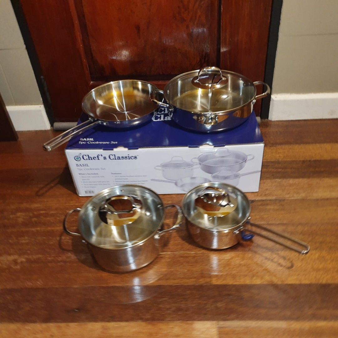 Chef's classics basil 7pcs stainless cookware set (Category: Gardening Tools & Ornaments) located in Manila. Submitted by mr.fast (Listing ID 1466338419, Image 2). Description: .