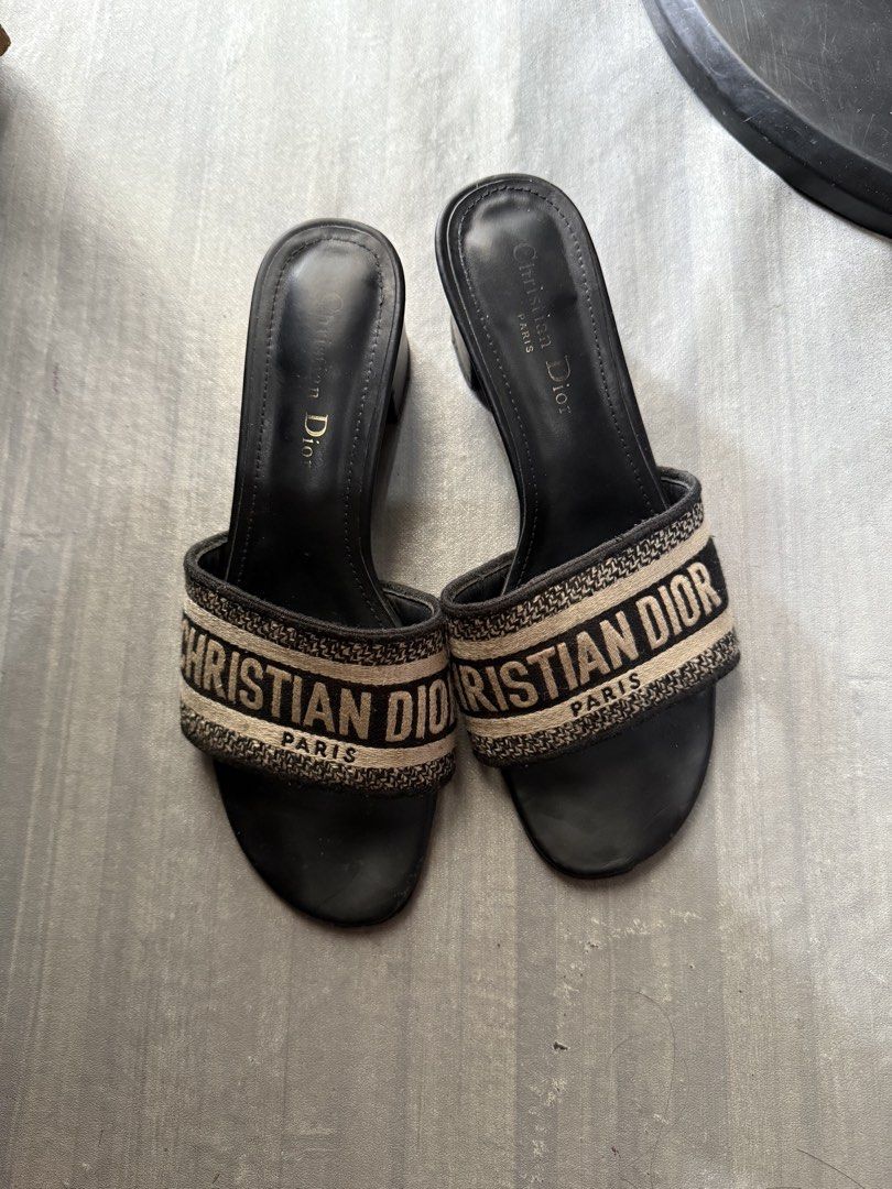 Christian Dior Dway Heeled Slides (Category: Sneakers & Footwear) located in Cagayan de Oro. Submitted by twice.but.nice.blackmarket (Listing ID 1466380810, Image 1). Description: Christian Dior Dway Heeled Slides Very good condition Size : 39 Sign of usage Outsole drag see last photo uploaded!.