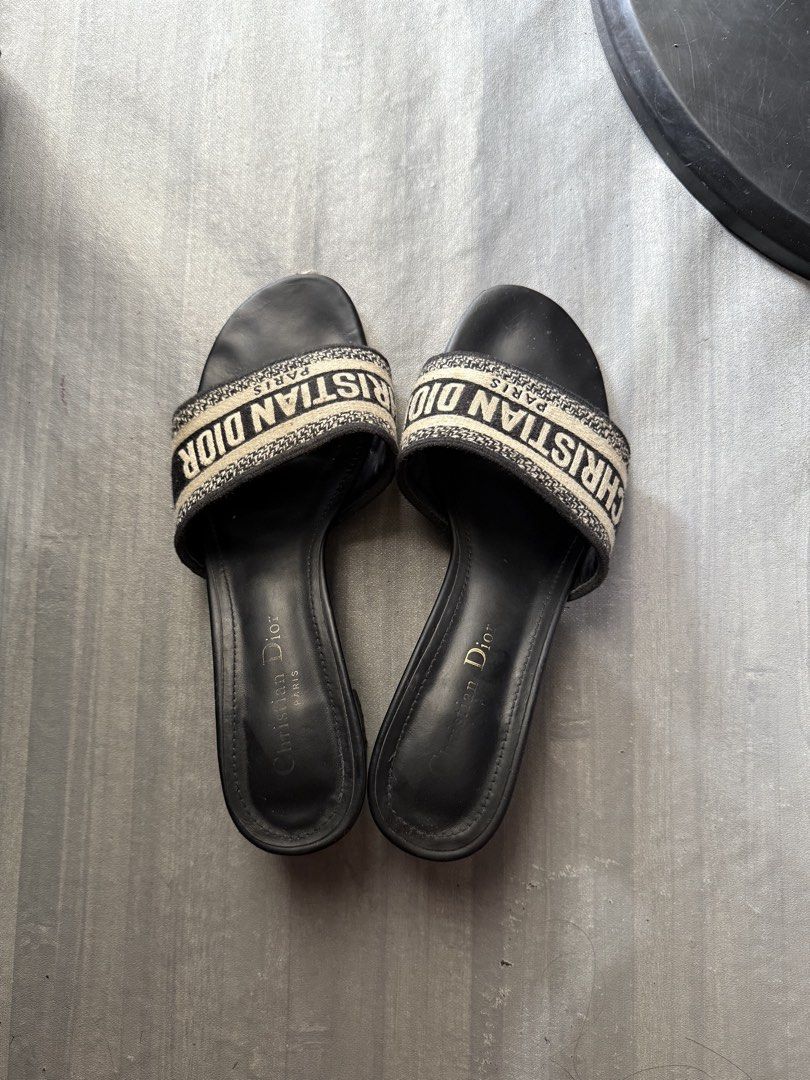 Christian Dior Dway Heeled Slides (Category: Sneakers & Footwear) located in Cagayan de Oro. Submitted by twice.but.nice.blackmarket (Listing ID 1466380810, Image 2). Description: Christian Dior Dway Heeled Slides Very good condition Size : 39 Sign of usage Outsole drag see last photo uploaded!.