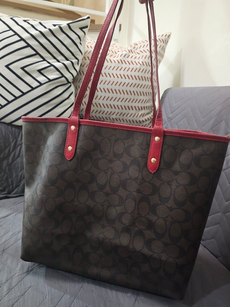 Coach City Tote (Category: Tote Bags) located in Manila. Submitted by shopaholicmimi (Listing ID 1466539497, Image 2). Description: 📍convertible bag. red and choco brown 📍preloved and in good condition (please see photos) not ergo, legacy, vintage, soho, saddle, demi, zoe, carly, eastwest, patchwork, rare, canvas, signature, laurel, hobo, kili.