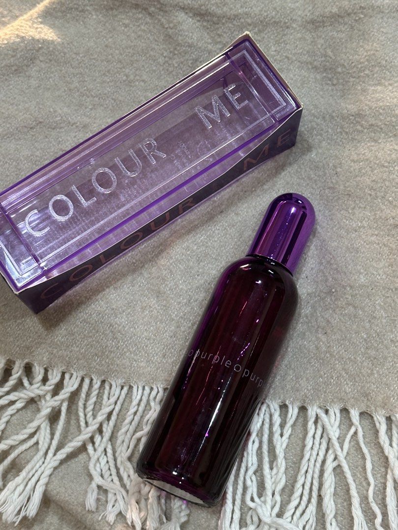 Colour Me Purple Perfume with Original Box (Category: Fragrance & Deodorants) located in Manila. Submitted by tenshiii185 (Listing ID 1466530079, Image 1). Description: Colour Me Purple fragrance in a deep purple bottle with matching display box. 100% full with an intact atomizer. Perfect for daily wear or as a gift! Grab it now..