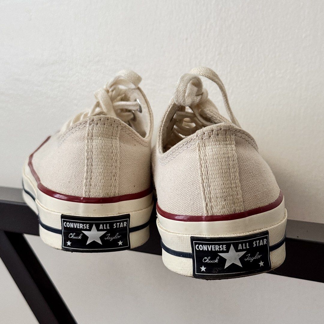 Converse Chuck 70 Low Top Parchment (Category: Sneakers) located in Tabaco. Submitted by jencb11 (Listing ID 1466356797, Image 3). Description: -Price negotiable - Converse Chuck 70 Low Top - Colorway: Parchment (Off-white) - Size: US Men's 5 / Women's 7 / UK 5 / EUR 37.5 / 24 cm - Used a few times, still in excellent condition - No issues, bought from Zalora - No box - Rfs: not my style anymore - Negotiable.