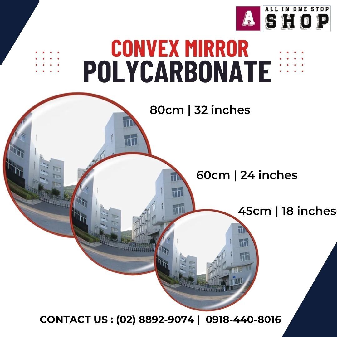 Convex mirror for indoor & outdoor available (Category: Mirrors) located in Makati City. Submitted by one-shop.mkt (Listing ID 1466368491, Image 3). Description: 🪞 Convex Mirror for Sale Get a clear and wide-angle view with this quality convex mirror, perfect for improving visibility and safety. ✨ Polycarbonated ✨ Wide viewing angle ✨ Durable and practical ✨ Suitable for driveways, parking areas, shops, warehouses, and blind spots ✨ Easy to inst