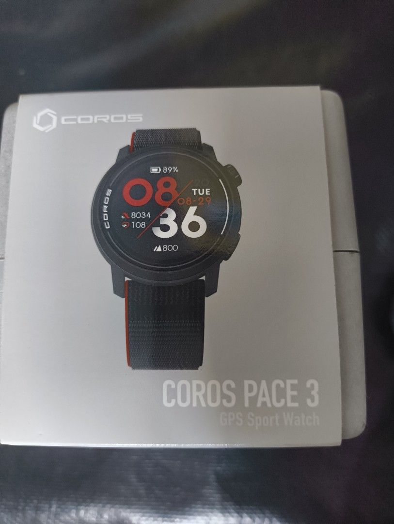 Coros Pace 3 (Category: Wearables & Smart Watches) located in Las Pinas. Submitted by ange7o (Listing ID 1466348733, Image 3). Description: - Brand/Model: Coros Pace 3 GPS Sport Watch - Condition: Excellent, comes with original retail box - Design: Lightweight sport watch featuring a black and red durable nylon strap - Features: Advanced GPS tracking, long battery life, daily activity and fitness metrics - Location: Meetups available - RFS: Upgra