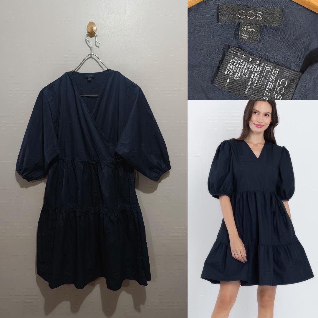 COS NAVY BLUE WRAP DRESS (Category: Dresses) located in Quezon City. Submitted by fashionblvdph02 (Listing ID 1466477878, Image 1). Description: EUR 32 on tag; fits up to med to large waist 34”; length 37” with side pockets adjustable tie waist HIGH QUALITY.