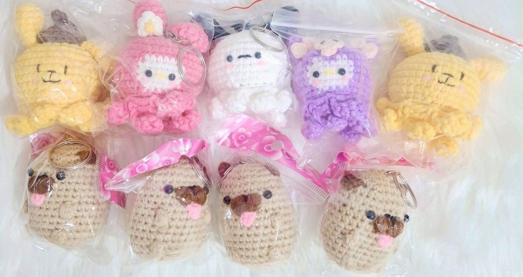 (15k for 444pcs.) CROCHET KEYCHAINS FOR TAKE ALL (Category: Handmade Craft) located in Taguig. Submitted by fits.for.less (Listing ID 1466475678, Image 1). Description: 15k for 444pcs. LP: 13k >> Perfect for giveaways >> Assorted Designs Handmade Crochet Keychains for TAKE ALL ONLY MOP: Gcash MOD: lalamove/grab/jnt, or pick-up if malapit lang 📍Taguig City.