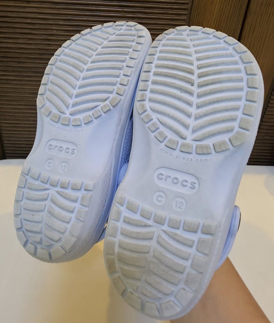 Crocs Classic Clogs Light Blue Size C12 (Category: Slippers and slides) located in San Fernando. Submitted by iris_dj23 (Listing ID 1466360044, Image 3). Description: - Color: Light blue - Style: Classic Crocs clogs for kids - Size: C12 (stamped on sole).