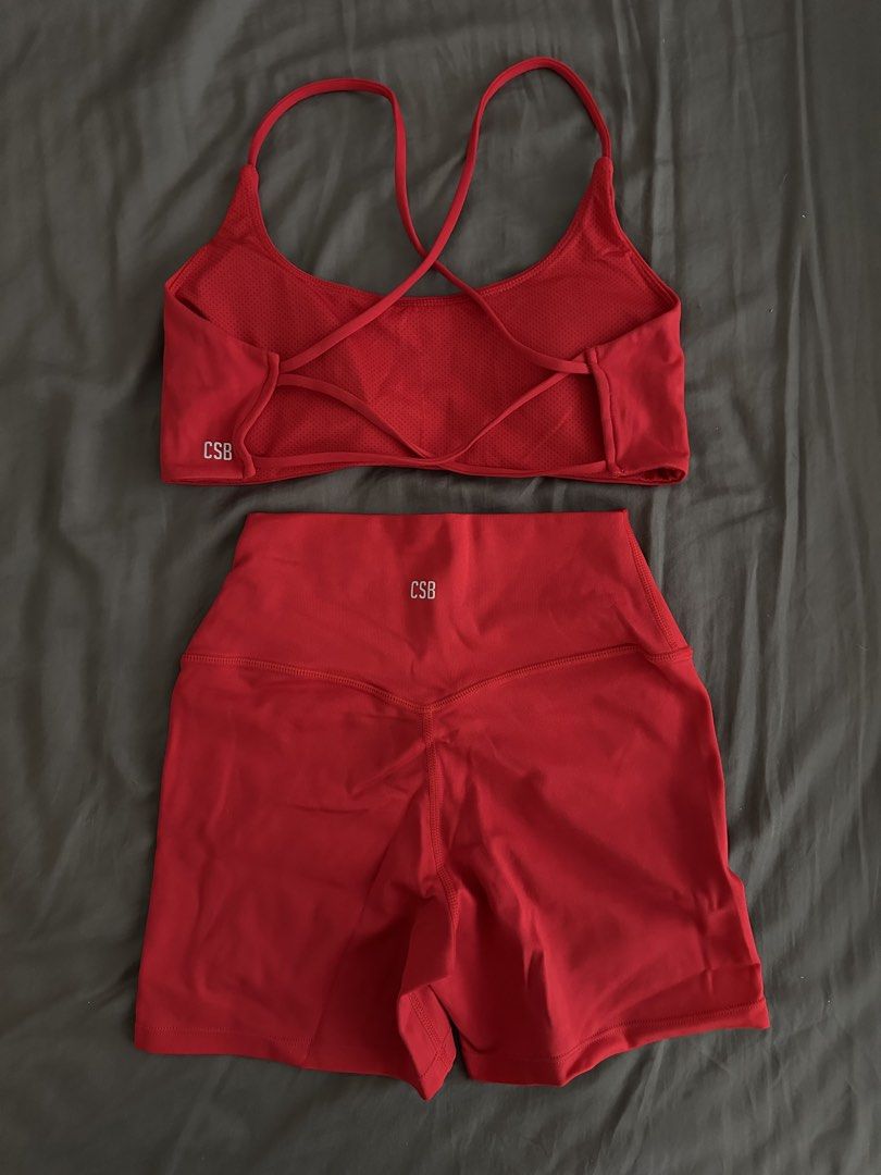 CSB Serenity Set in Color Chili (Category: Activewear) located in Manila. Submitted by dianadebelen (Listing ID 1466350672, Image 1). Description: SERENITY LEXI CROP Turn heads and train with confidence in our best-selling sports bra, perfect for your next upper-body session. - Light support - Removable padding - Thin, delicate straps - Strappy, open back detail - Made in our Serenity fabric SERENITY SCRUNCH SHORTS 4” A stand out in both design a
