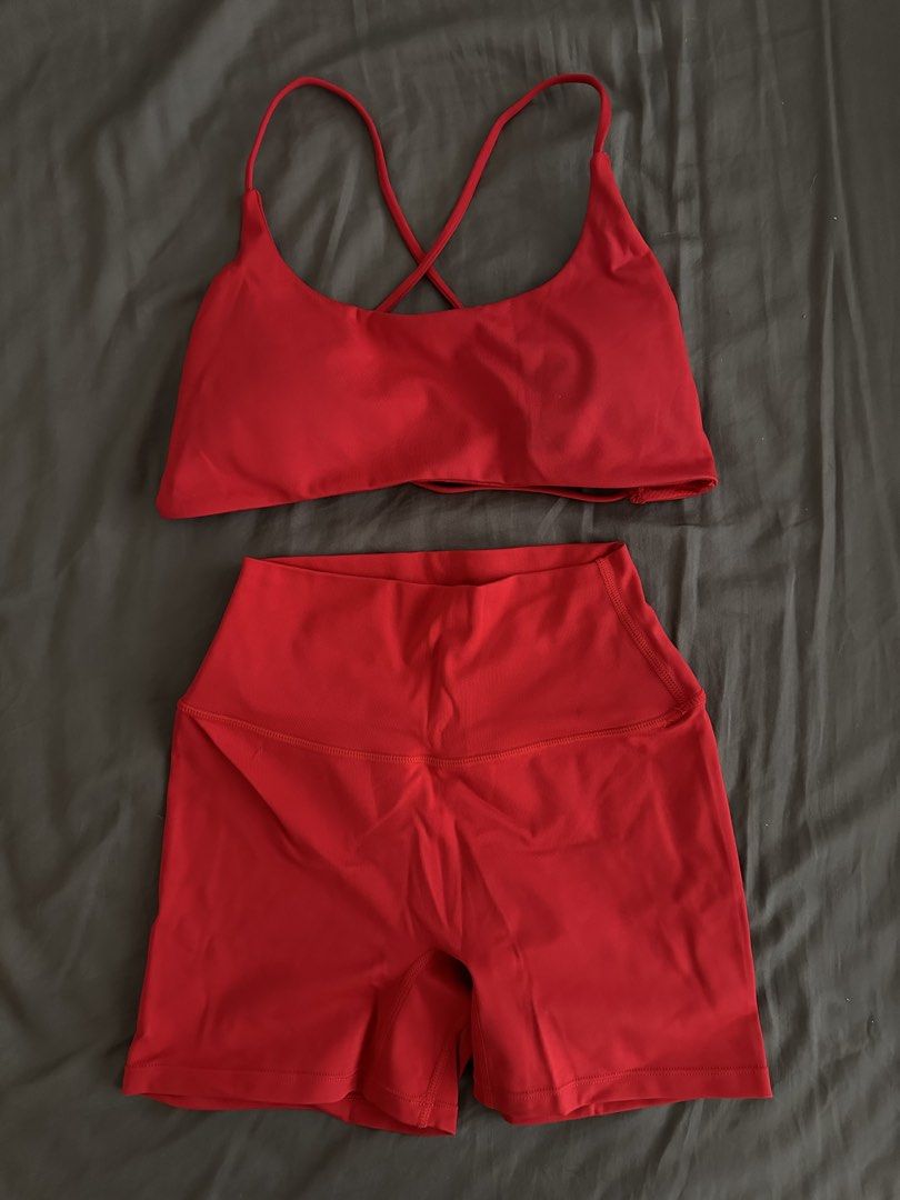 CSB Serenity Set in Color Chili (Category: Activewear) located in Manila. Submitted by dianadebelen (Listing ID 1466350672, Image 2). Description: SERENITY LEXI CROP Turn heads and train with confidence in our best-selling sports bra, perfect for your next upper-body session. - Light support - Removable padding - Thin, delicate straps - Strappy, open back detail - Made in our Serenity fabric SERENITY SCRUNCH SHORTS 4” A stand out in both design a
