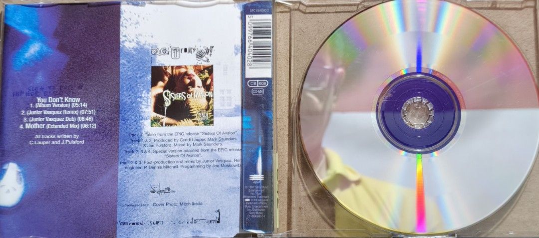 Cyndi Lauper You Don't Know CD Single (Category: CDs & DVDs) located in Manila. Submitted by ruelcabrer77078 (Listing ID 1466430452, Image 2). Description: - Artist: Cyndi Lauper - Title: You Don't Know CD Single - Release Year: 1997 (Epic Records, EPC 664040 2) - Tracks (4): Album version, Junior Vasquez remix & dub, Mother extended mix - Condition: Jewel case with back insert and disc included; please note there is marker writing on the CD surf