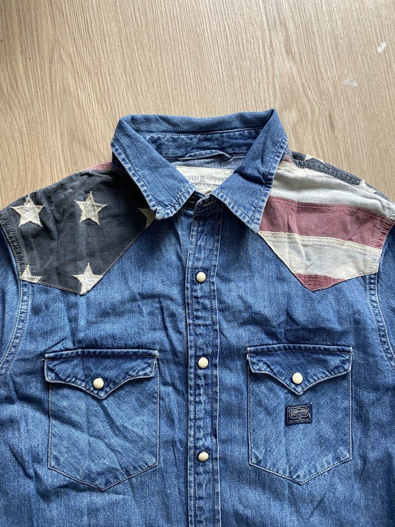 Denim suply by Ralph lauren usa flag button down (Category: Formal Shirts) located in Zamboanga. Submitted by ak.hunt (Listing ID 1466518043, Image 3). Description: Size small Dimes pit to pit 20 Length f28 back 29 Condition vg No issue Pm.
