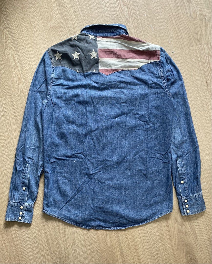 Denim suply by Ralph lauren usa flag button down (Category: Formal Shirts) located in Zamboanga. Submitted by ak.hunt (Listing ID 1466518043, Image 2). Description: Size small Dimes pit to pit 20 Length f28 back 29 Condition vg No issue Pm.