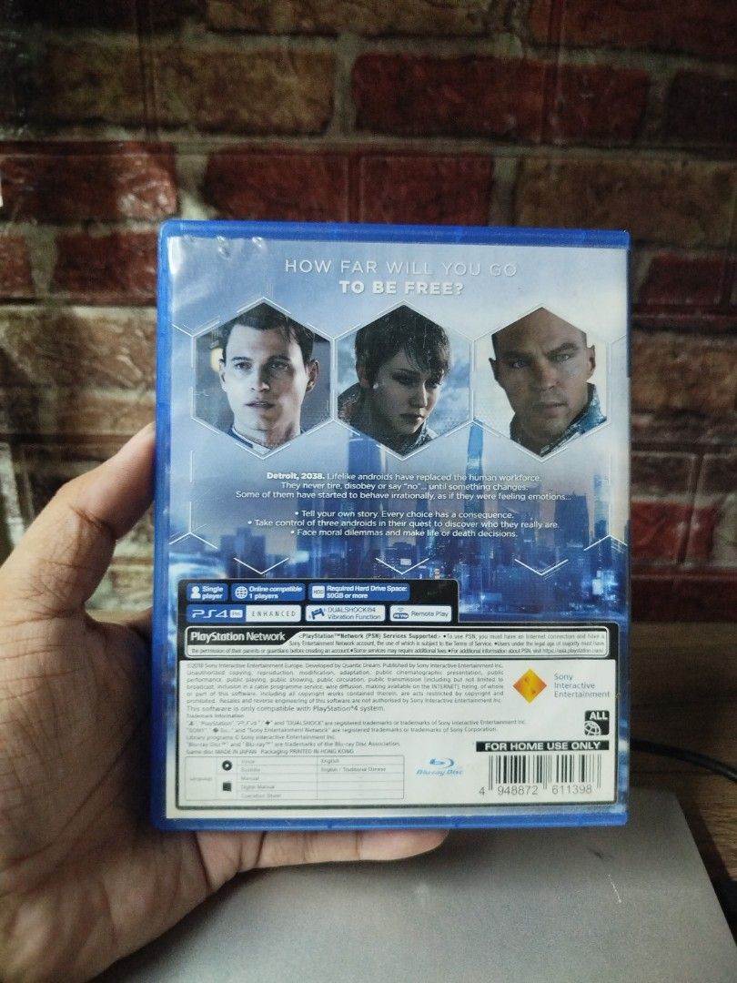 Detroit Become Human PS4 Game Disc (Category: PlayStation) located in Binan City. Submitted by pumpkiiin02 (Listing ID 1466489853, Image 2). Description: - Game: Detroit: Become Human for PlayStation 4 - Condition: Complete with case and original disc - Status: Tested and 100% working, boots up past the title screen with no issues - Publisher: Sony Interactive Entertainment - Physical copy ready to play.