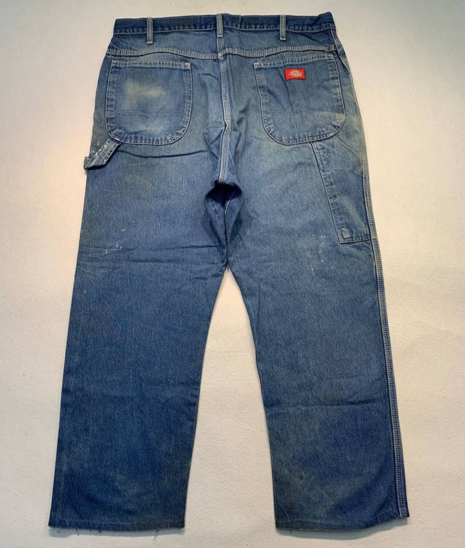 Dickies Carpenter Pants (Category: Jeans) located in Mandaluyong City. Submitted by theroom501 (Listing ID 1466460971, Image 1). Description: Dickies Carpenter Pants Style Code: Carps Size on Tag: 36 Color: Blue Condition: Good pre-owned condition with a heavily distressed vintage look. Flaws/Issues: Altered and paint stain and distressed Flat Lay Measurements: Pit to Pit: 36 inches Length: 39 inches Leegopening Length: 9 inches Price:1,000.