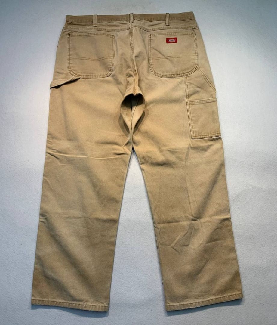 Dickies Carpenter worker pants (Category: Jeans) located in Mandaluyong City. Submitted by theroom501 (Listing ID 1466464733, Image 1). Description: Dickies Carpenter worker pants Style Code: 1939RBD Size on Tag: 38 Color: Brown Condition: Good pre-owned condition with a heavily distressed vintage look. Flaws/Issues: Scratches paint stain and distressed Flat Lay Measurements: Pit to Pit: 38 inches Length: 40 inches Leegopening Length: 9 inches Pr