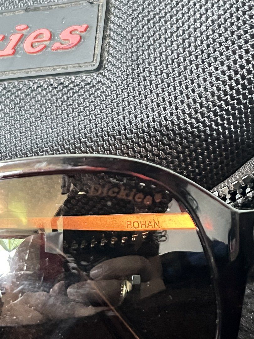 Dickies Eyewear Rohan Sunglasses with Hard Case (Category: Sunglasses & Eyewear) located in Baguio. Submitted by azcollections_scar (Listing ID 1466384259, Image 3). Description: - Brand: Dickies Eyewear (Model: Rohan) - Frame: Tortoiseshell style with metal temples and stamped Dickies logo - Lenses: Dark brown with original branding - Inclusion: Matching black Dickies hard zip case with red rubber logo patch - Condition: Excellent, well-maintain