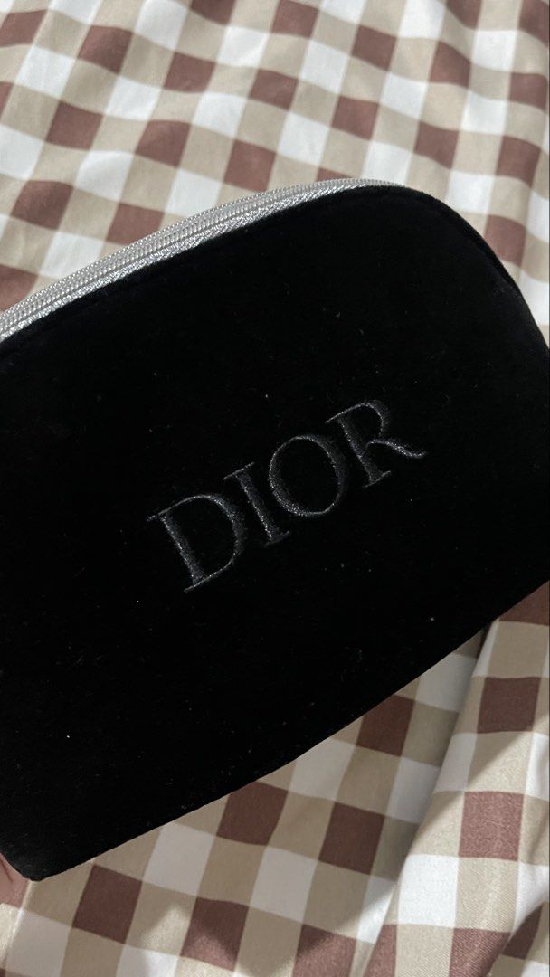 Dior Black Velvet Makeup Pouch (Category: Purses & Pouches) located in Quezon City. Submitted by koichronicles (Listing ID 1466534526, Image 1). Description: 💯 Authentic Dior ✅ Used twice only. In excellent condition ✅ Color Black with velvet fabric. "Dior" logo embossed on fabric.