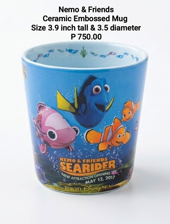 Disney Nemo & Friends Ceramic Semi Embossed Mug (Category: Coffee & Tea Tableware) located in Binan City. Submitted by mayjhe (Listing ID 1466474106, Image 1). Description: 💛 For Sale 💛 🌸 Disney Nemo & Friends 🍀 Ceramic Semi Embossed Mug 📍 Condition: Good / No box 💰 Price is ₱ 750.00 👉 Other details posted 🇵🇭 Location Biñan Laguna 🛵 Courier J& T and Lalamove 📋 Shipping by schedule 📍 NO COD & COP 📌 All items are carefully packed and l