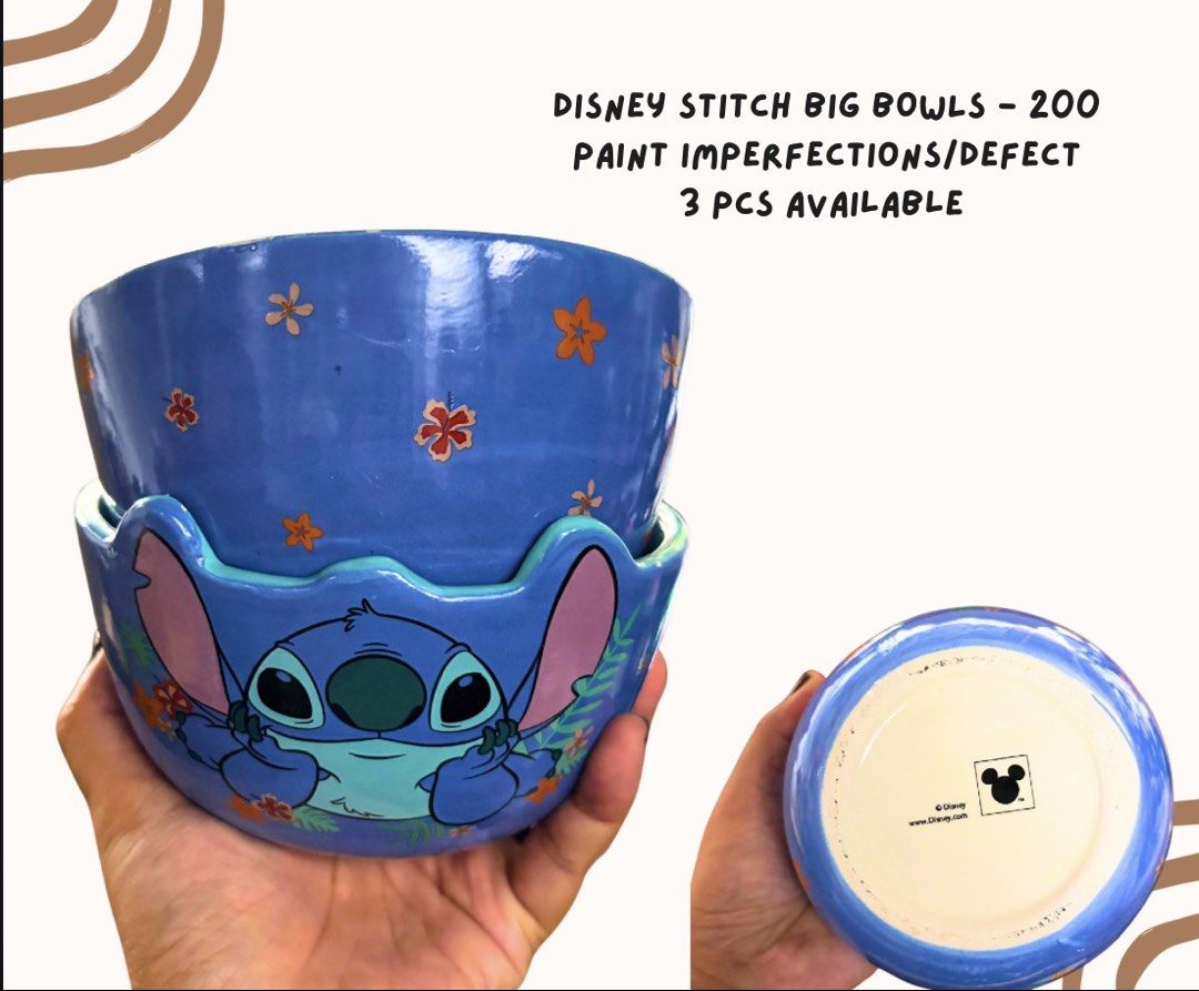 Disney Stitch Bowls (Category: Dinnerware & Cutlery) located in Pasig City. Submitted by homeyvibesph (Listing ID 1466549918, Image 1). Description: Paint imperfections from factory 200 each 3 pcs available .