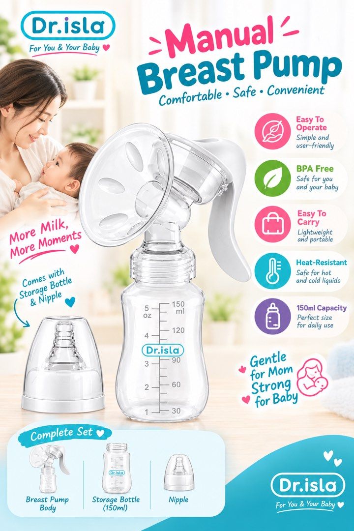 Dr. Isla M86 Manual Breast Pump – 150ml (Category: Breastfeeding & Bottle Feeding) located in Apalit. Submitted by randomcollection11 (Listing ID 1466512540, Image 1). Description: 🍼 Dr. Isla M86 Manual Breast Pump – 150ml 💗 Make breast milk expression simple and convenient with the Dr. Isla M86 Manual Breast Pump. Designed for easy operation and portability, this manual pump is a practical choice for breastfeeding moms who want a convenient pu