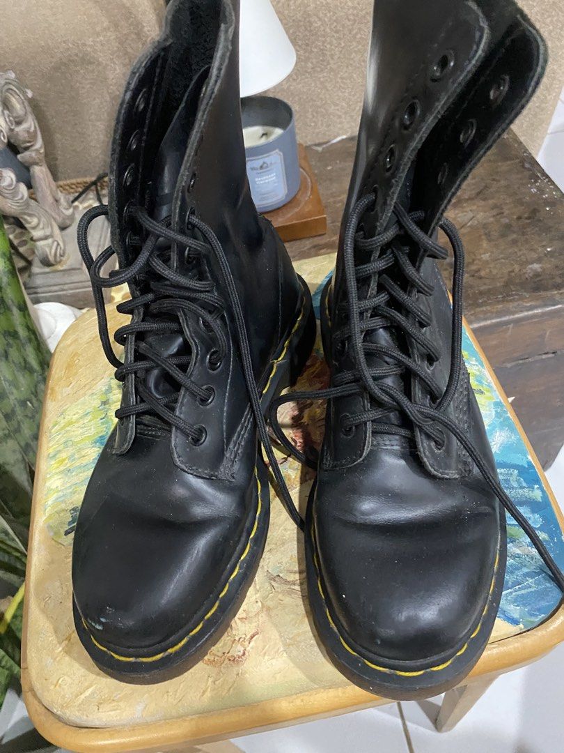 Dr. Martens 1490 Boots (Category: Boots) located in Manila. Submitted by lirioraili57 (Listing ID 1466475806, Image 2). Description: Dr. Martens 1490 Boots 10-eye classic Docs with yellow stitching. Size: UK 4 / US 5 / EU 37 fairly used, with signs of wear. .