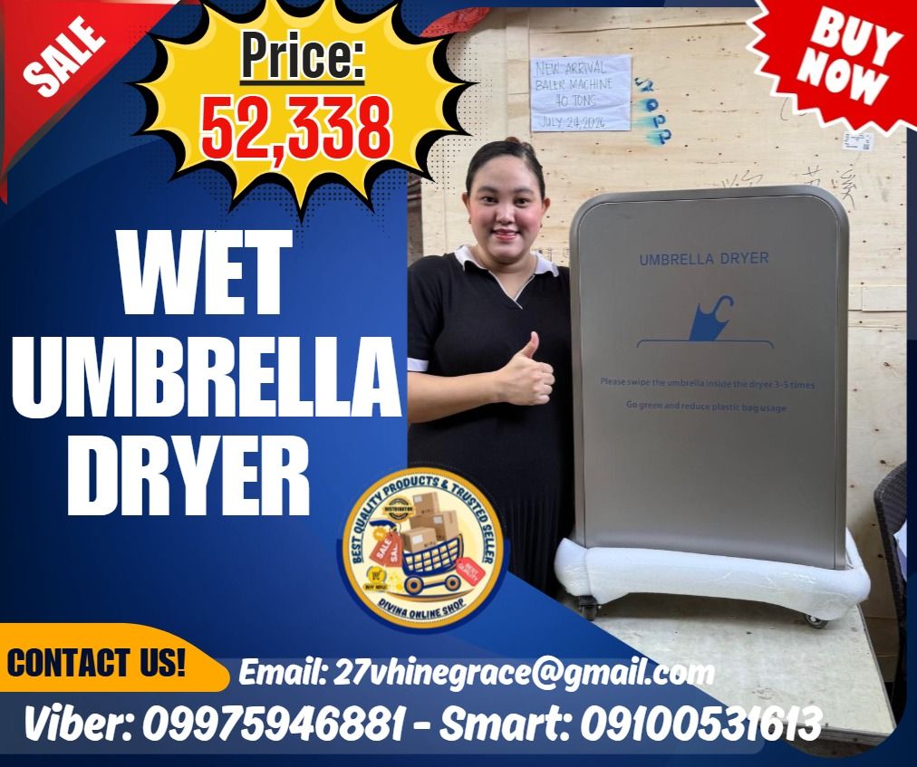 Eco-friendly Professional Wet Umbrella Fast Drying Machine (Category: Everything Else Others) located in Taguig. Submitted by richjoshuagold (Listing ID 1466380555, Image 1). Description: 🌏 We Can Deliver Nationwide 👉 AP Cargo, LBC & Lalamove (🛳️ Sea /✈️ Air Freight) 📍HURRRYYYY!!! BUY NOW!!! & GET LESS DISCOUNT 📍WE'RE ON SALE ❗️ Price: 52,338 🔥 Wet Umbrella Dryer Stainless Steel Specification: Sand steel ( Silver ) L*W*H mm: 590*265*820mm ✅
