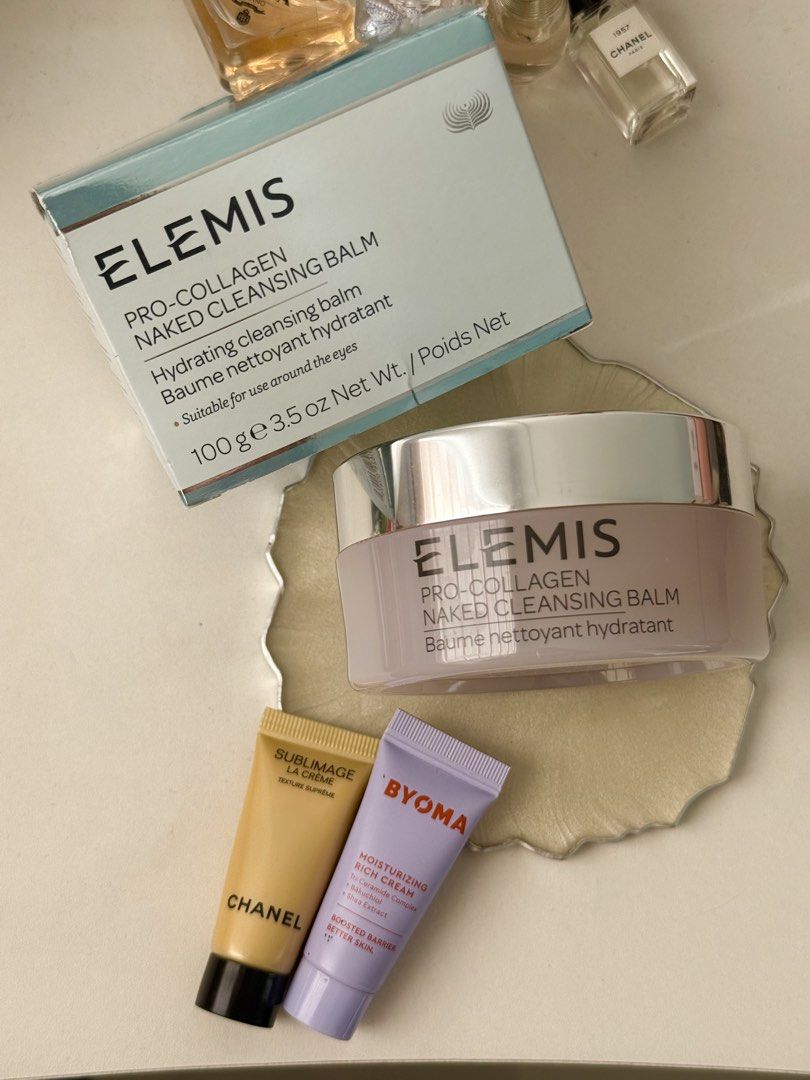 Elemis Cleansing Balm (Category: Makeup) located in Taguig. Submitted by kitty.bloom (Listing ID 1466387176, Image 1). Description: - Brand: Elemis - Product: Pro-Collagen Naked Cleansing Balm - Size: 100g / 3.5 oz - Condition: Excellent (comes with original box) - Formula: Fragrance-free, hydrating cleansing balm suitable for sensitive skin and eye makeup removal FREEBIES: Includes skincare sample freebies as shown☺️ Authentic Guaranteed💯💗.