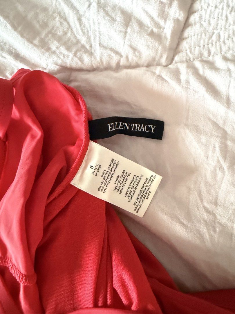 Ellen Tracy One Piece Swimsuit BUNDLE (Category: Bikinis & Swimsuits) located in Taytay. Submitted by gvccloset (Listing ID 1466354058, Image 2). Description: - Brand: Ellen Tracy - Condition: Brand new with tags attached - Size: 6 - Available Colors: Coral red and teal green - Design: High neck style with a stylish keyhole cutout at the chest - Fit: Body-shaping ruched design for a flattering look - Used once.