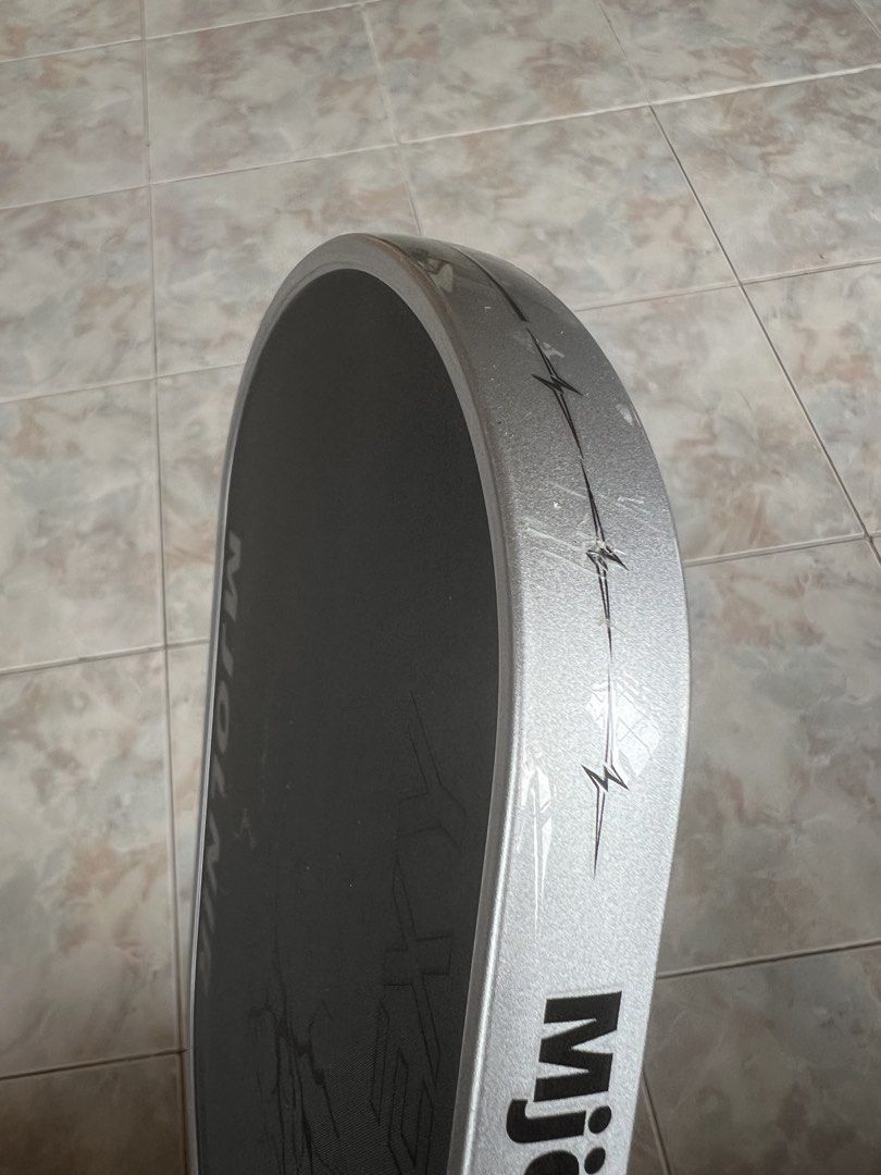 Enflexy Mjolnir Pickleball Paddle (Category: Racket and Ball Sports) located in Cebu City. Submitted by krishiadeclutters (Listing ID 1466351653, Image 3). Description: Used for around a month only. Has some scratches on the edge tape from normal use but does not affect performance at all. Paddle cover included. See photos for the actual condition RFS: Extra paddle.