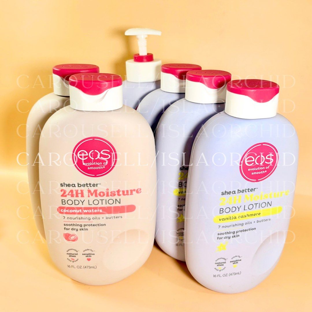 eos body lotion (Category: Body Care) located in Ajuy. Submitted by islaorchid (Listing ID 1466535553, Image 1). Description: Authentic EOS Shea Better 24H Moisture Body Lotion | 16 fl oz | Brand new - Available Scents and in stock: (2) Coconut Waters & (3) Vanilla Cashmere - 24-hour hydration packed with 7 nourishing oils & butters - Dermatologist-recommended, vegan, and cruelty-free Vanilla Cashmere 🤍 A warm, sweet gourmand scent with whipped 