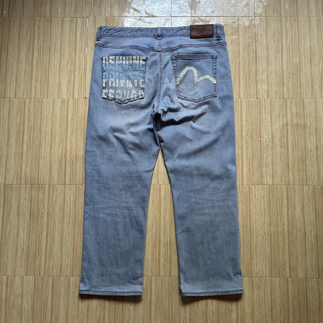 Evisu Denim Evolution Pants (Category: Jeans) located in Hagonoy. Submitted by ianthrift_ph (Listing ID 1466523697, Image 2). Description: complete tags/authentic 34 to 36 waistline 37 length, 12 thigh, 8.5 hem good condition color rate 9/10 no issue po.