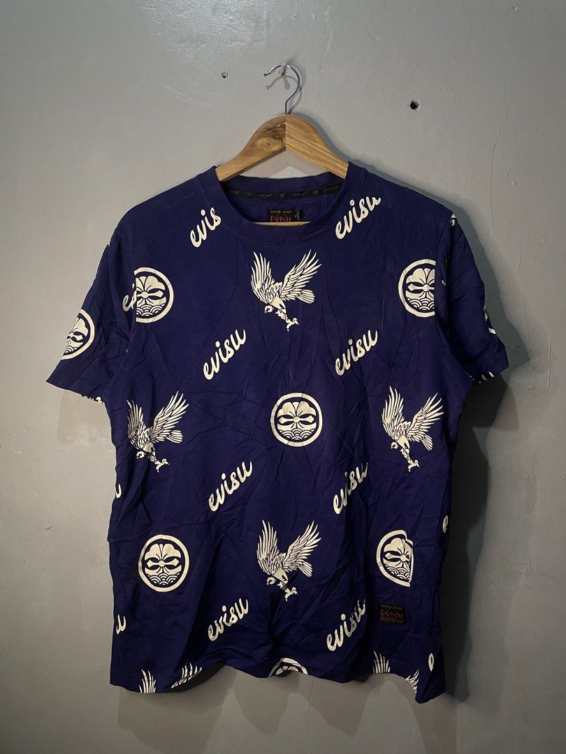 Evisu shirt (Category: Tshirts & Polo Shirts ) located in Binan City. Submitted by miguelcubelo (Listing ID 1466427198, Image 1). Description: Evisu shirt condition: Excellent color rate: 10/10 size: small dimes: 21”W x 26”L issue: NONE❌ need wash only ₱400.