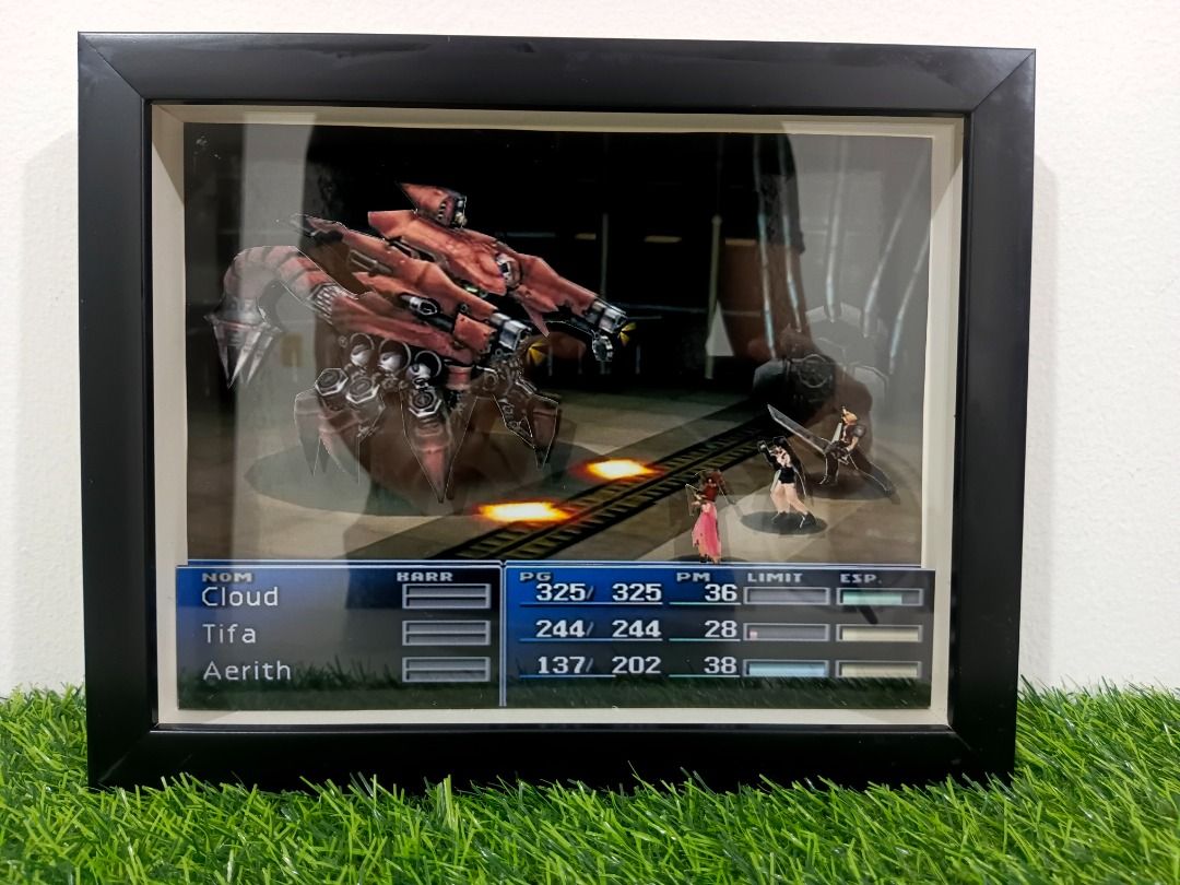 Final Fantasy 7 Retro/Video Game Shadow Box (Category: Nintendo) located in Quezon City. Submitted by natzuki10 (Listing ID 1466365620, Image 2). Description: Final Fantasy 7 Retro/Video Game Shadow Box Height: 8 inches Width: 10 inches *Handmade Pixel Shadow Boxes *Accepting Customized Designs *Perfect for Gamers & Collectors #videogames #playstation #nintendo #roomdecor #collection #gamer #gift #ff7.